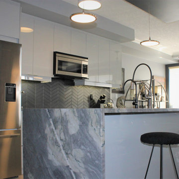 Contemporary high gloss kitchen in downtown luxury condo