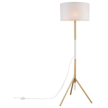 Floor Lamp Light, White Natural, Wood, Modern, Mid Century Bistro Hospitality
