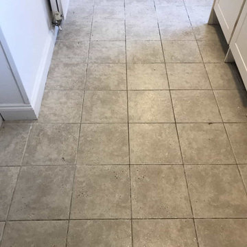 Porcelain Floor Tile and Grout Deep Cleaned and Tile Replaced in Sidmouth