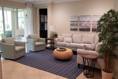 Living room - coastal living room idea in Other