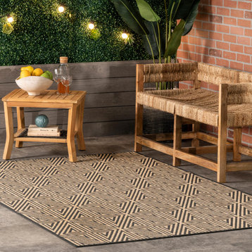nuLOOM Waverly Contemporary Outdoor Area Rug, Charcoal 8'x10'
