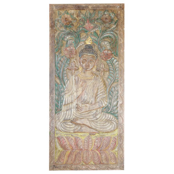 Consigned Vintage Buddha Carved Door, Interior Sliding Doors, Wall Panel 83