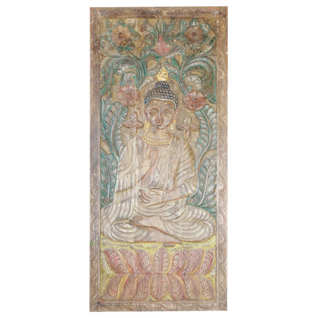 Consigned Vintage Buddha Carved Door, Interior Sliding Doors, Wall Panel 83