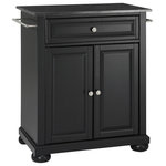 Crosley - Alexandria Solid Black Granite Top Portable Kitchen Island, Black Finish - Constructed of solid hardwood and wood veneers, this kitchen island is designed for longevity. The beautiful raised panel doors and drawer front provide the ultimate in style to dress up your kitchen. The deep drawer are great for anything from utensils to storage containers. Behind the two doors, you will find an adjustable shelf and an abundance of storage space for things that you prefer to be out of sight. Style, function, and quality make this kitchen island a wise addition to your home.
