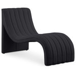 Meridian Furniture - Orian Teddy Fabric Upholstered Chaise, Black - Sit down and get comfy on this Orian teddy fabric chaise. The super soft black faux shearling teddy fabric is welcoming to the skin and feels great to the touch, so lounging and nap time is always an experience in luxury. The deep channel tufting adds to the overall aesthetic appeal of this lounge chair while also giving it a resilient quality, so it lasts and lasts. The curved design is both elegant and modern, making the chaise a good fit in nearly any contemporary setting.