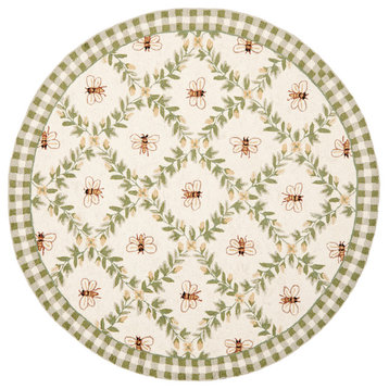 Safavieh Chelsea Collection HK55 Rug, Ivory/Green, 5'6" Round