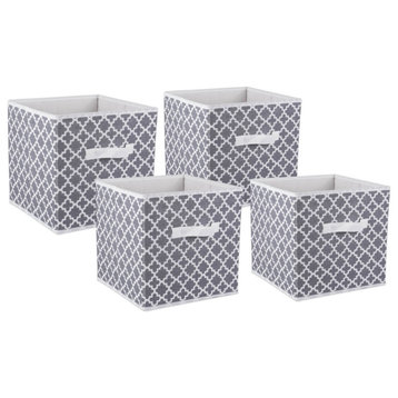 Dii Nonwoven Polyester Cube Lattice Gray Square, Set of 4
