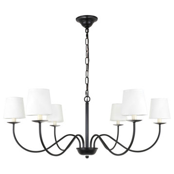 Living District 6-Light Black and White Shade Chandelier