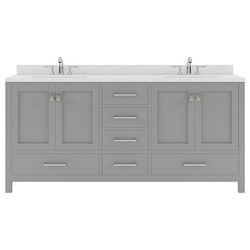 Caroline Avenue 72" Double Bathroom Vanity Set, Gray