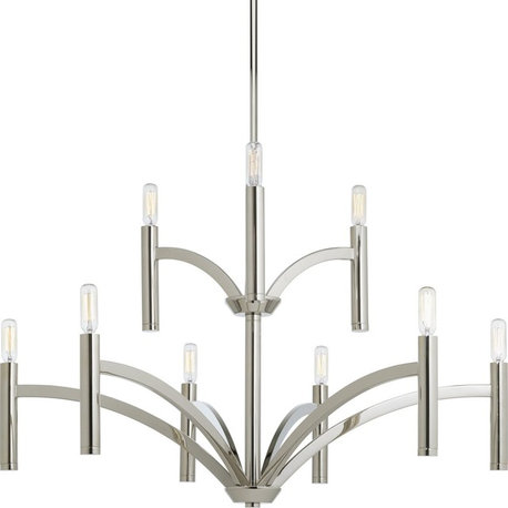 Progress Lighting 9-60W Candle Chandelier, Polished Nickel