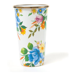 Flower Market 20 oz. Enamel Tumbler - White | MacKenzie-Childs - Everyday Glasses