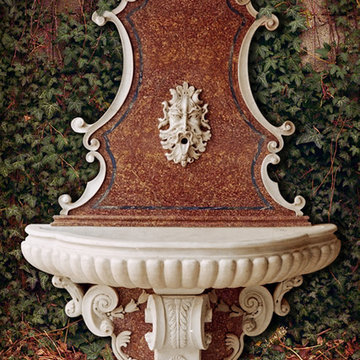 wall marble fountain in baroque style