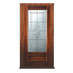 Prehung Entry Single Door 80 Wood Mahogany Cameo 3/4 Lite Glass - Front Doors