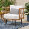 Rauser Outdoor Wicker Club Chair with Water Resistant Cushion (Set of 2)