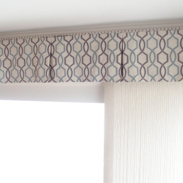 Box Pleat Valances on large windows by the water