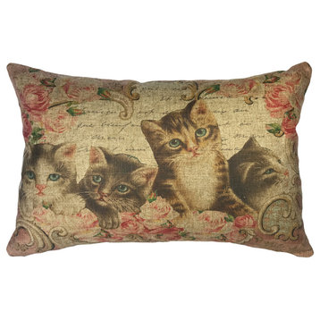French Cats Linen Pillow