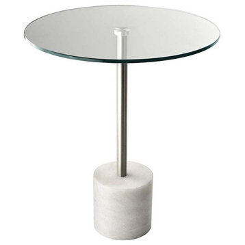 Adesso Blythe End Table, Steel/White Marble