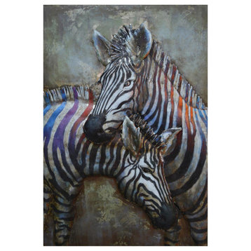 Zebra Wall Art Primo Mixed Media Hand Painted Iron Wall Sculpture  32x48