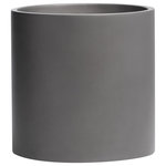 Root and Stock - Root And Stock Brea Round Cylinder Planter, Grey, D:12" X H:12" - The Brea Round Cylinder planters have a contemporary urban flair. The clean lines and simple design allows the planters to accentuate any indoor and outdoor space. It looks great on a table, floor, or even a plant stand. The Brea planters can accommodate a variety of plants and is an elegant way to add greenery to any space.