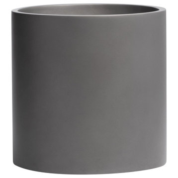 Root And Stock Brea Round Cylinder Planter, Grey, D:12" X H:12"