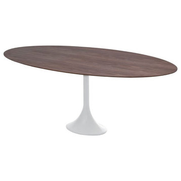 Nuevo Echo Oval Dining Table in Matte White and Walnut
