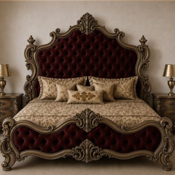 Handcrafted Solid Teak Wood Bed | Traditional Luxury Bedroom Furniture