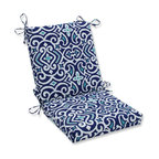 Out/Indoor New Damask Squared Corners Chair Cushion, Marine