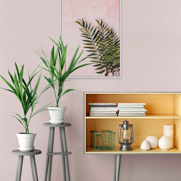 "Palm Leaves in Blush" Floater Framed Painting Print on Canvas