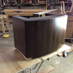 Curved Front Walnut Veneer Vanity Cabinet - Bathroom Vanities And Sink Consoles