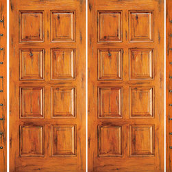 Prehung Double Door with Two Sidelites, Entry, Knotty Alder 8-Panel - Front Doors