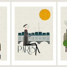 Contemporary Artwork Cities Set of Three Prints