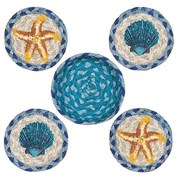 Cstar Fish Scallop Coasters, A Basket, 5"x5"