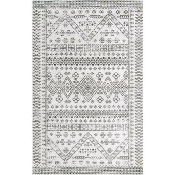 nuLOOM Transitional Moroccan Frances Vintage Area Rug, Light Gray, 4'x6'