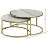 Massimo Coffee Table, Faux Marble Top, Gold Steel Base