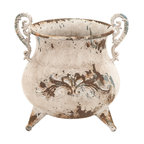 White Metal Vintage Vase, 11" x 11" x 11" 52742