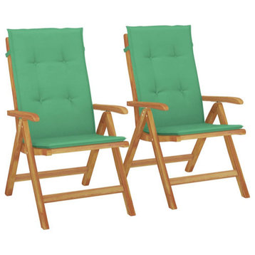 vidaXL Reclining Patio Chairs with Cushions Furniture 2 Pcs Solid Wood Teak