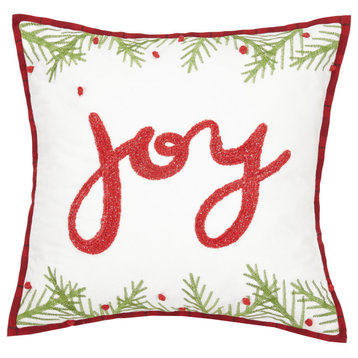 Joy Chenille Embroidered Pillow