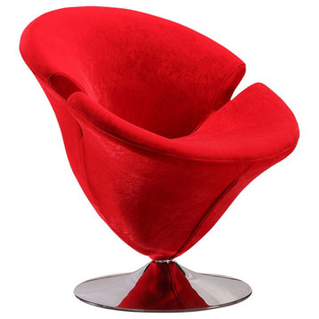 Manhattan Comfort Tulip Velvet Swivel Accent Chair, Red, Single