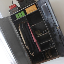 Charlie Vintage Reclaimed Industrial Chic Stripped & Distressed Steel Cupboard - Wardrobes and Armoires