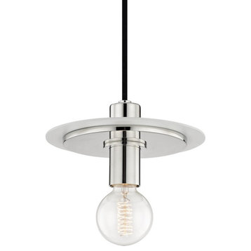 Mitzi by Hudson Valley Milo Small Pendant, Polished Nickel/White