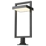 Z-Lite - Z-Lite 566PHXLR-533PM-BK-LE Luttrel 1 Light Outdoor Pier Mount in Black - A streamlined solution for illuminating your contemporary patio, deck or garden area, this one-light outdoor pier mounted fixture delivers chic minimalism with its angular bold black finish aluminum frame. A sand blast finish white glass shade uses LED-integrated technology to provide a strong, energy-efficient glow to light up evenings outdoors. The light is supported by a sturdy four-sided base.