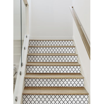 Moroccan Peel and Stick Stair Riser Strips, Black, 48"w X 6.5"h, 6 Pack