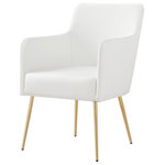 Inspired Home - Fergo Dining Chair, Set of 2, White Leather Pu, Arm Chair, Leg: Gold - Our trendy dining chairs in set of 2 add stylish intrigue to your dining room and kitchen area. These beautifully upholstered dining chairs create a warm, inviting seating option with a unique style that will add an aura of sophistication to your dining room with its alluring comfort and luxurious style. Choose from a wide variety of available color choices and pattern options to complement your existing color palette.FEATURES: