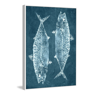 Marmont Hill 'Two Fish II' Floater Framed Painting Print On Canvas, Blue