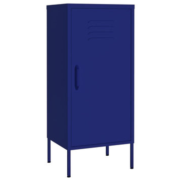vidaXL Storage Cabinet Navy Blue Steel Bookcase Display Cabinet Furniture
