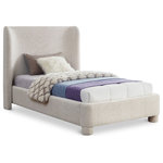 Meridian Furniture - Penny Bed, Cream, Twin, Boucle Fabric - Breathe new life into your bedroom decor with the Penny Boucle Fabric Twin Bed. This stunning bed is upholstered in a luxurious cream boucle textured fabric, adding a touch of elegance to your space. The curved headboard provides a comfortable and supportive backrest while adding a stylish focal point to your bedroom decor. Upgrade your sleeping experience with this fully upholstered bed and indulge in a peaceful night's sleep.