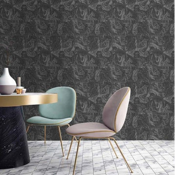Glitter Marble Tile Black Wallpaper, 20x396