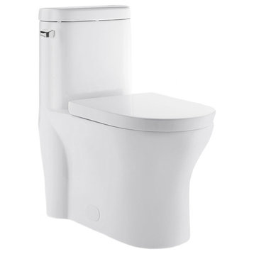 Monaco 1-Piece Elongated Left Side Flush Handle Toilet 1.28 gpf