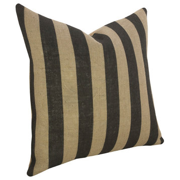 Vertical Stripe Burlap Pillow