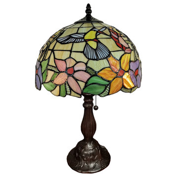Tiffany Style Hummingbirds Table Lamp 18" Tall